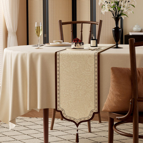 中古风桌旗轻奢高端餐桌旗布茶台桌布棉麻布艺长条电视柜斗柜盖布