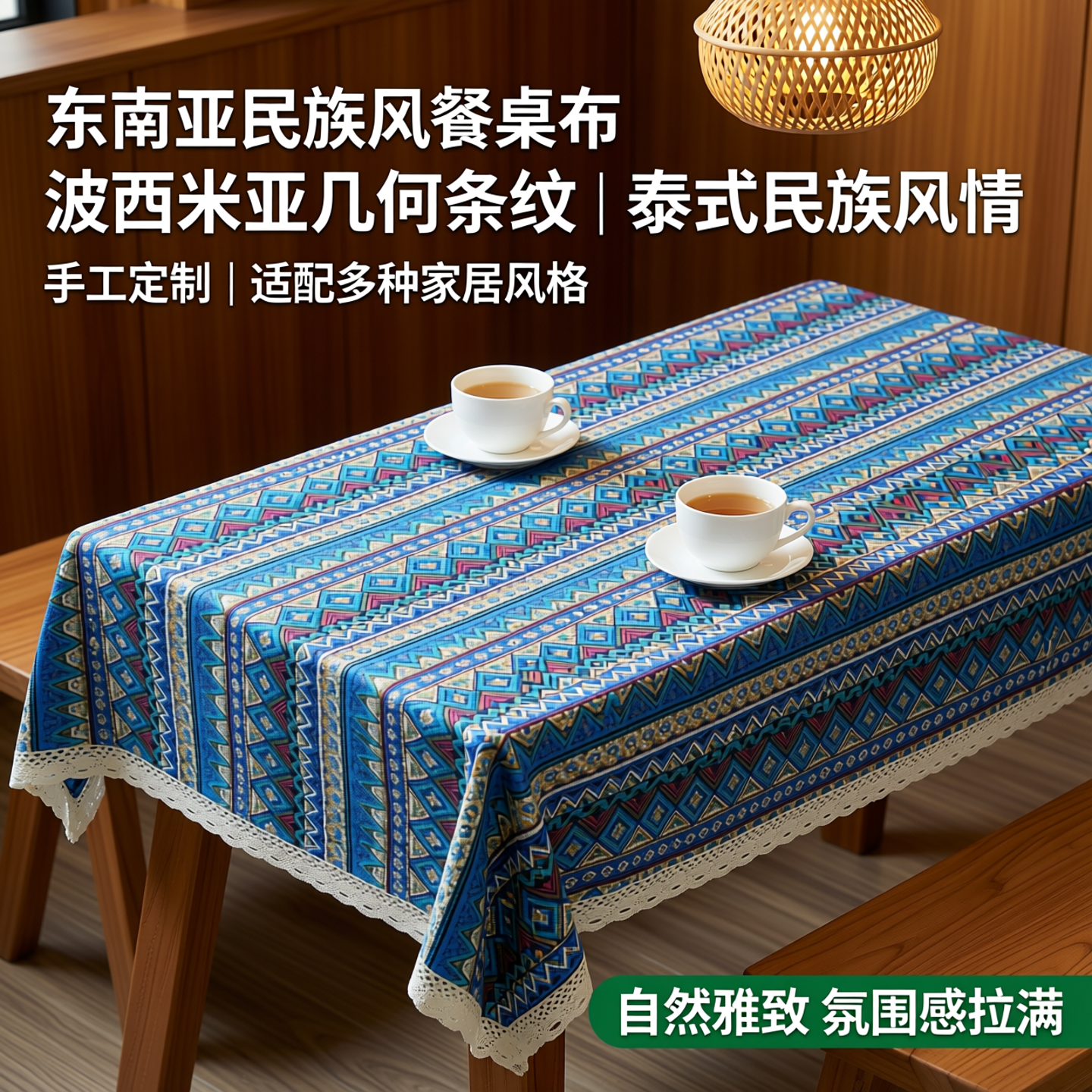 东南亚尼泊尔波西米亚几何泰式民族条纹餐桌布民宿茶几台布定做