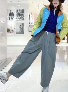 素然棉裤 23新款女士冬季轻量休闲防泼水绗棉阔腿裤 A0233PA15