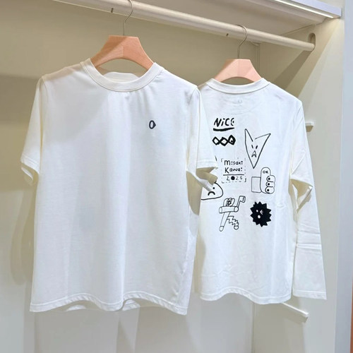 素然女士速干涂鸦宽松短袖T恤