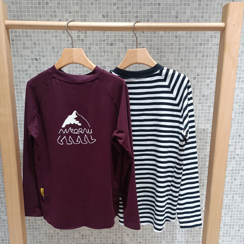 素然秋女士图案圆领磨毛长袖T恤