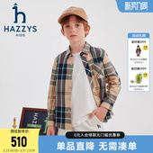 衬衫 hazzys哈吉斯童装 棉质学院格子长袖 新品 男童T恤2025秋季