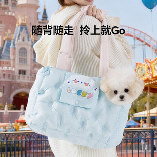獾 礼物蓝色加厚宠物猫包秋冬出行包轻便大空间防风小型犬猫咪