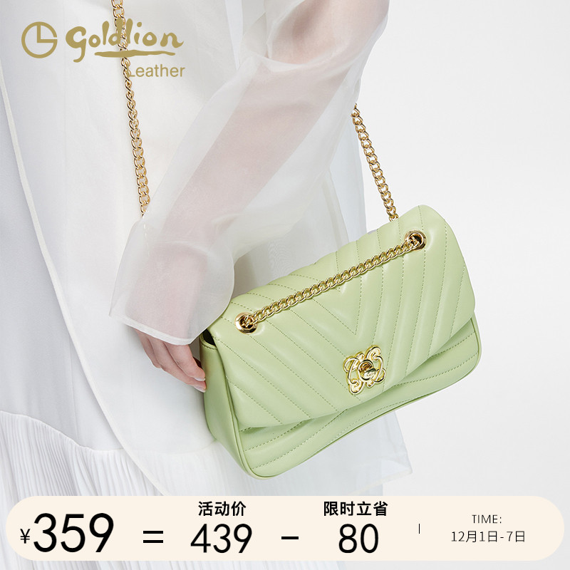 金利来2025新款高级质感单肩斜挎包包女小方包小众设计链条腋下包