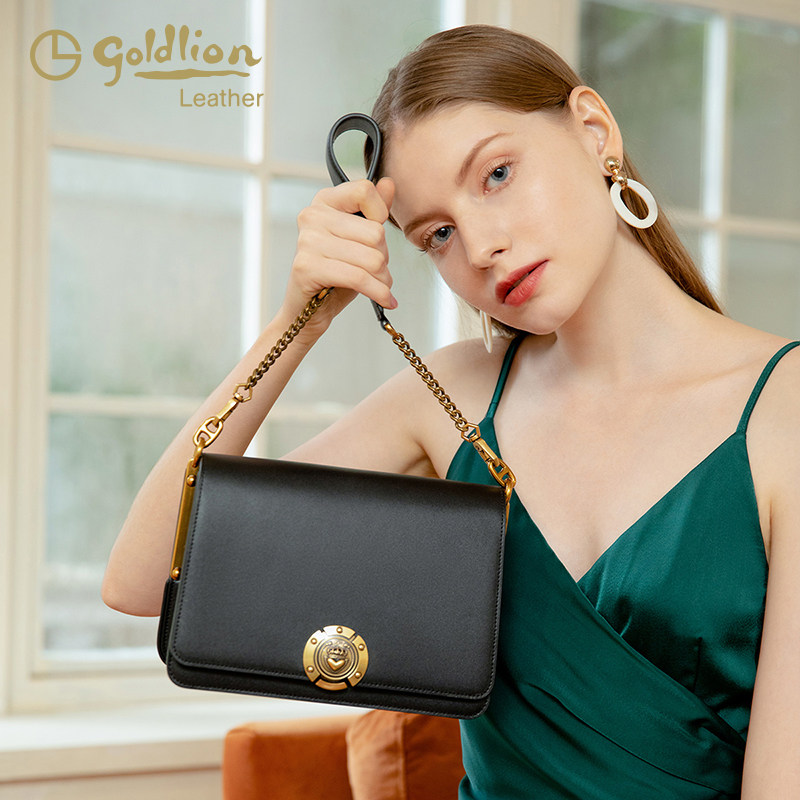 金利来女包2020新款单肩斜挎链条包春秋百搭真皮复古简约小方包