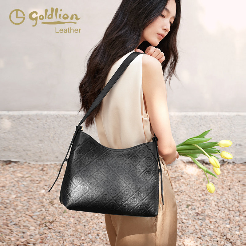 金利来简约优雅女士单肩斜挎包2026新款时尚大容量真皮腋下包女潮