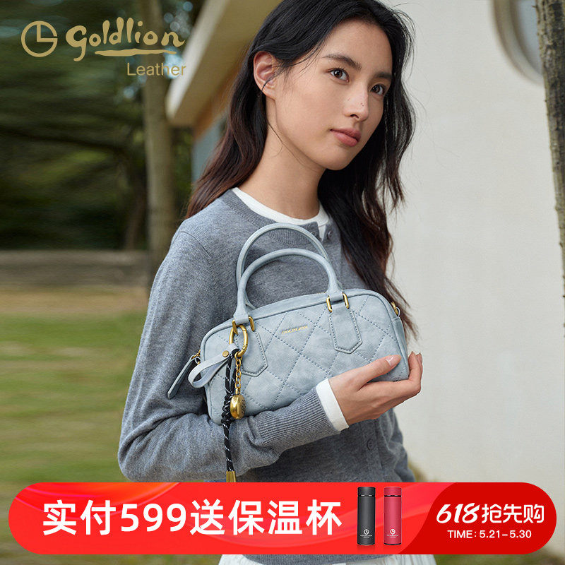金利来商场同款时尚女包牛皮波士顿小包手提包真皮百搭通勤单肩包