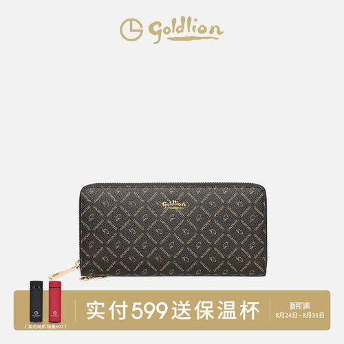 金利来钱包女百搭新款手拿包印花长款拉链多功能零钱包女钱夹手包 - 封面