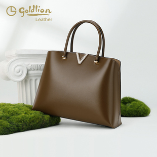 金利来正品 气质单肩手提包通勤大容量真皮包 轻奢牛皮女包2026新款