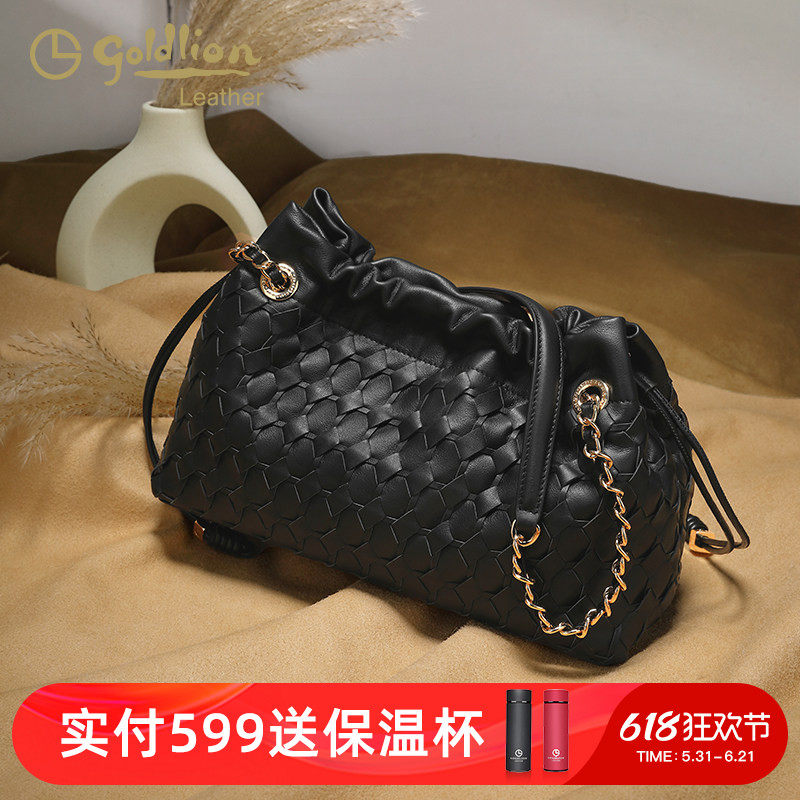 金利来商场同款女包小众编织设计牛皮单肩托特包百搭气质手提包女