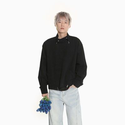 MTLCLOTHES男装|美式高级感双拉链立领纯棉260g短款工装外套潮流