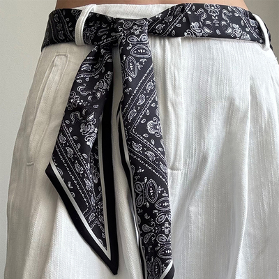 腰果长条丝巾腰带配牛仔裤子女款2025新款腰巾配饰系脖饰飘带领巾