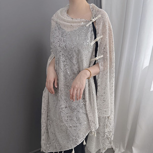 夏季 盘扣开衫 民族风遮阳披肩外搭女2025新款 薄款 围巾两用 中式 罩衫