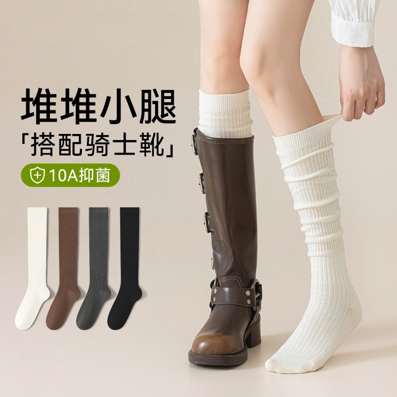 白色小腿袜子女长筒袜春秋款jk配靴子堆堆袜艺术生芭蕾风高筒长袜