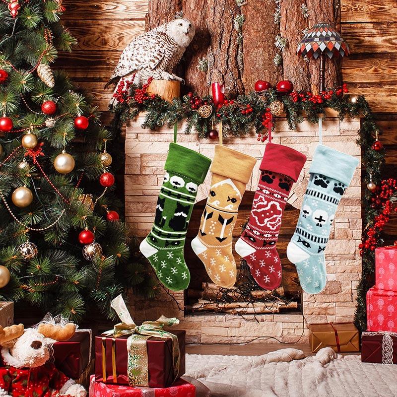 新品现货圣诞袜宠物针织大号圣诞节装饰袜礼物袋袜子糖果袋定制