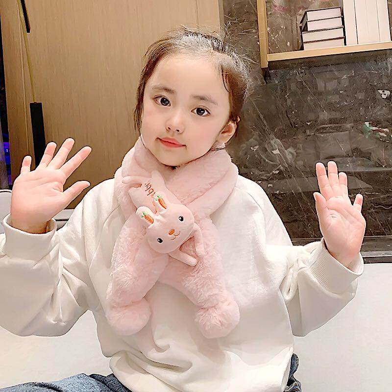 幼儿围巾冬季防风保暖儿童仿兔毛时尚可爱加厚围脖男女童脖套韩版
