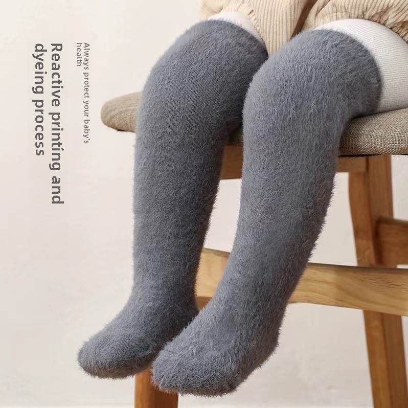 加绒加厚宝宝长筒袜过膝盖儿童保暖护膝袜子新款保暖婴儿冬地板袜