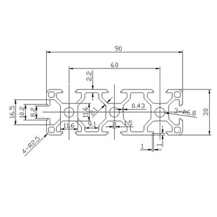欧标3090 铝合金30 90铝花管 3090流水线框架 工业铝合金型材