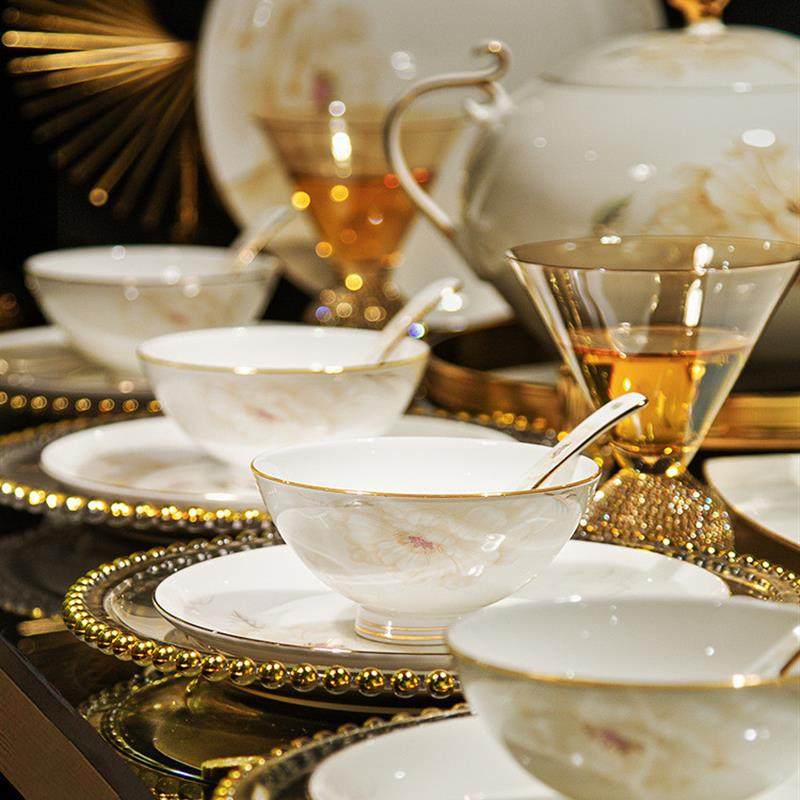 现货直销Jingdezhen bone china tableware set of dishes rice b