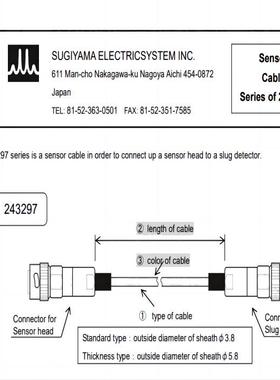 日本原装正品243297-08 8M连接线SUGIYAMA白红黄蓝可选 低价