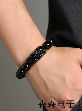 黑曜石手串貔貅手链男款高级感本命实用礼物男士手链简单大方高端