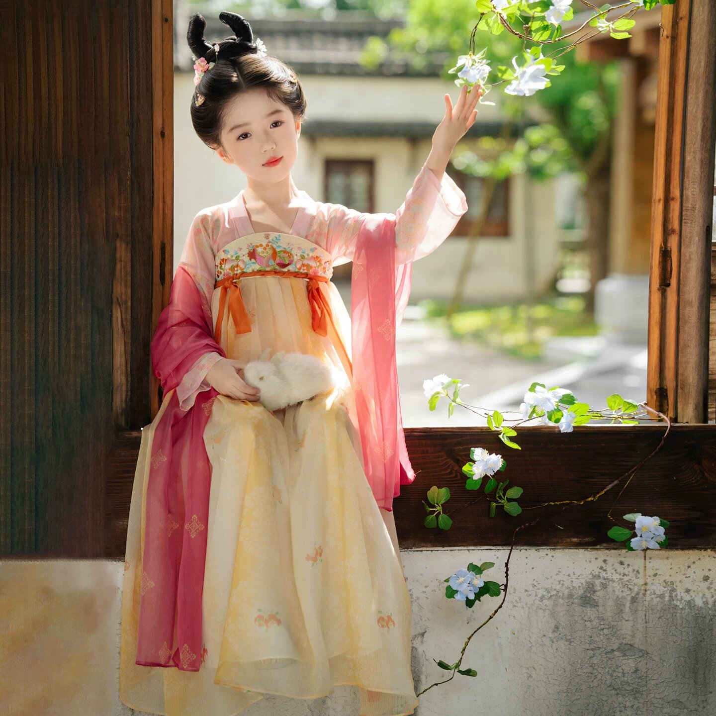 汉服女童2026春秋新款儿童国风连衣裙女宝童装中秋节古风公主襦裙