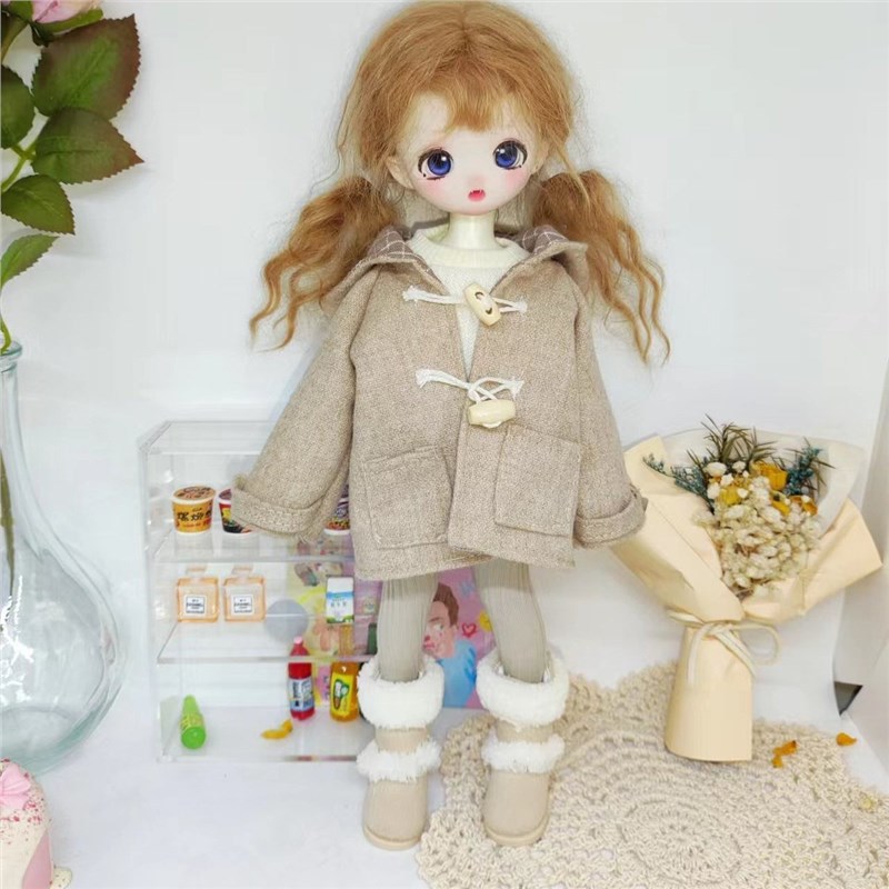 bjd6分毛呢牛角扣大衣外套学院