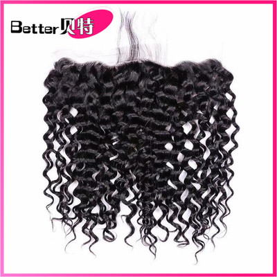 8A ear to ear water wave closure human hair good quality发块