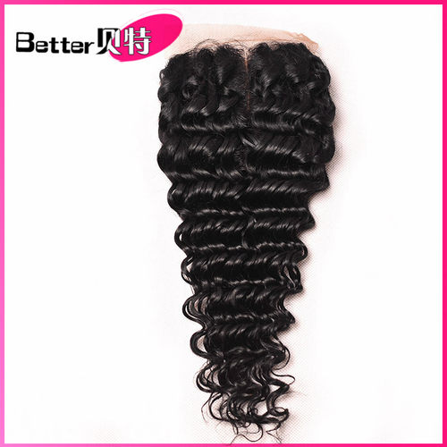 8a Lace top Closure deep wave brazilian Human Hair 4X4发块