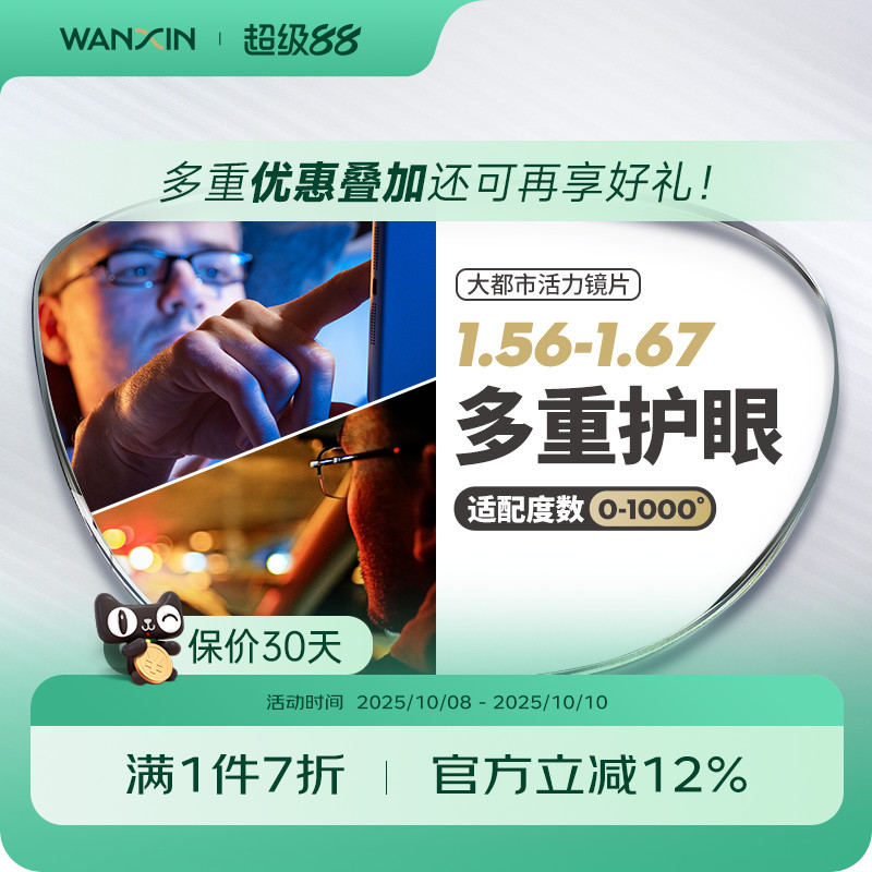 万新驾驶镜片1.56 1.60 1.67超薄防蓝光辐射眩光非球面驾驶近视