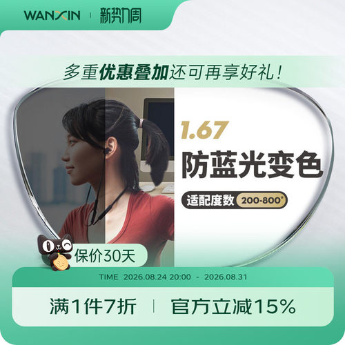 万新防蓝光自动感光变色镜片