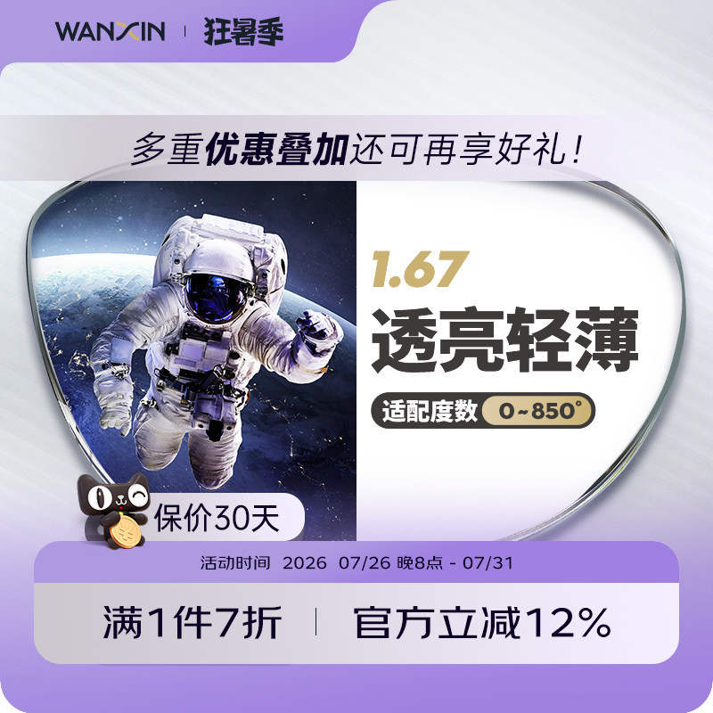 万新超薄高度近视镜片赠镜框