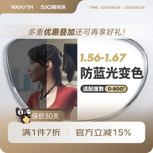 万新防蓝光自动感光变灰色镜片