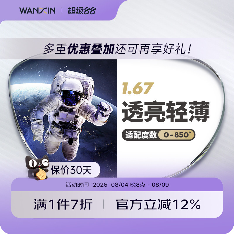 万新超薄高度近视镜片赠镜框