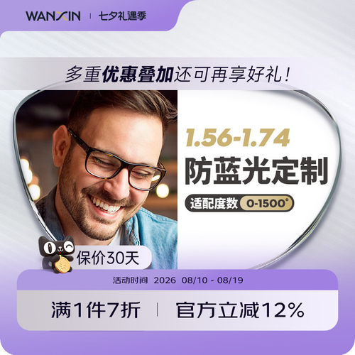 万新近视防蓝光单光定制片眼镜片