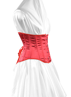 23cm短款4扣色丁腰封收腹带 Underbust Corset