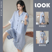 少女可爱史努比短袖 睡衣女夏季 纯棉连体睡裙可外穿宽松休闲家居服