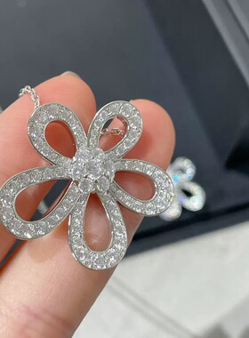 SICA高版本太阳花项链女大花太阳花项链花蕾满钻蜂窝底CNC精工