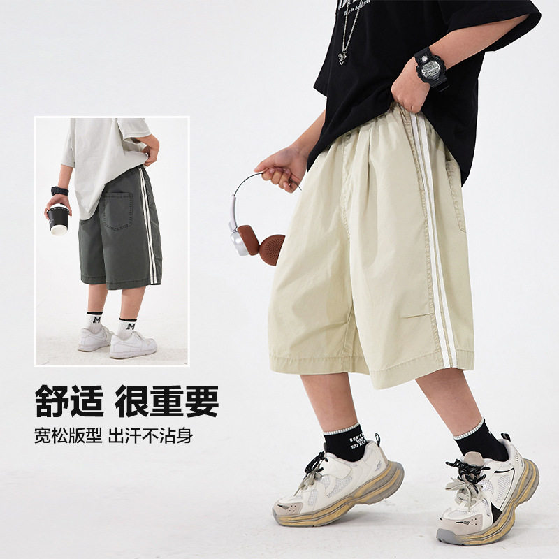 男童夏季直筒运动工装五分短裤2026新款儿童男孩纯棉宽松薄款裤子