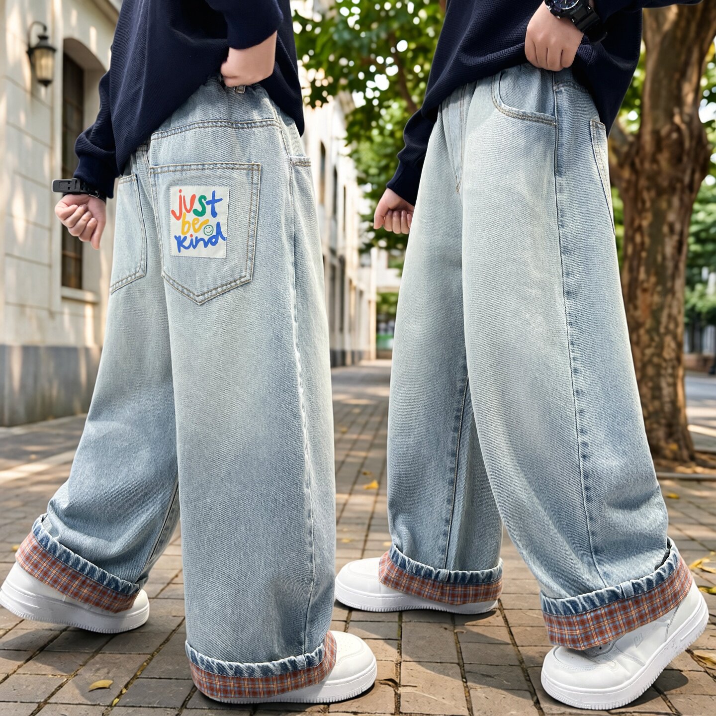 男童宽松直筒牛仔裤春秋休闲百搭帅气长裤2026年春装新款中大童