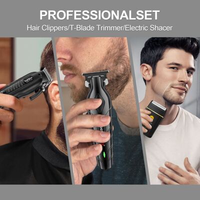 Electric hair clipper set with oil head and electric pusher