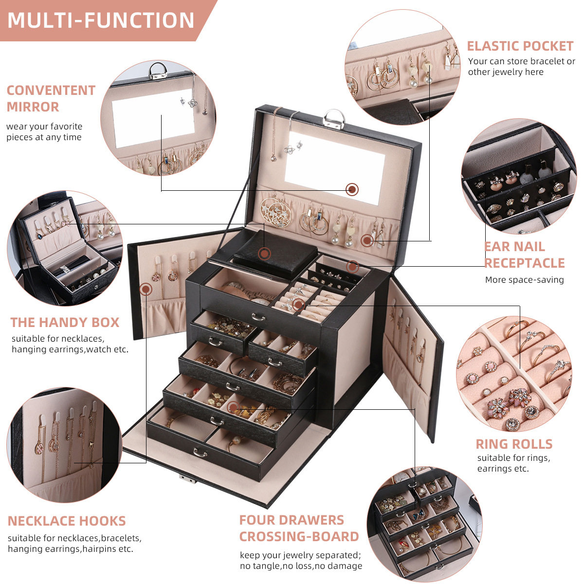 Multi layer drawer style jewelry box多层抽屉式首饰盒饰品盒首