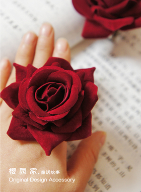 原创手作复古哥特风暗黑少女花朵