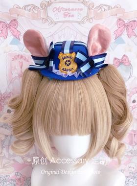 Lolita蝴蝶结兔耳小礼帽发夹