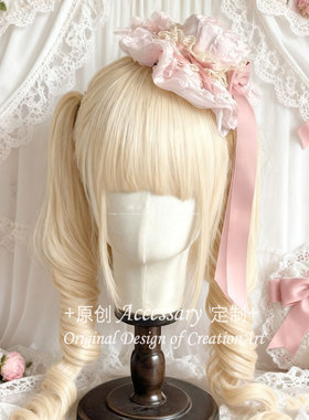 洛丽塔手作蕾丝礼帽lolita里雾诗之春生成色花边飘带发夹