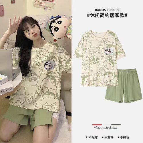 睡衣女夏新款卡通大码甜美可爱短袖短裤宿舍学生夏季可外穿家居服