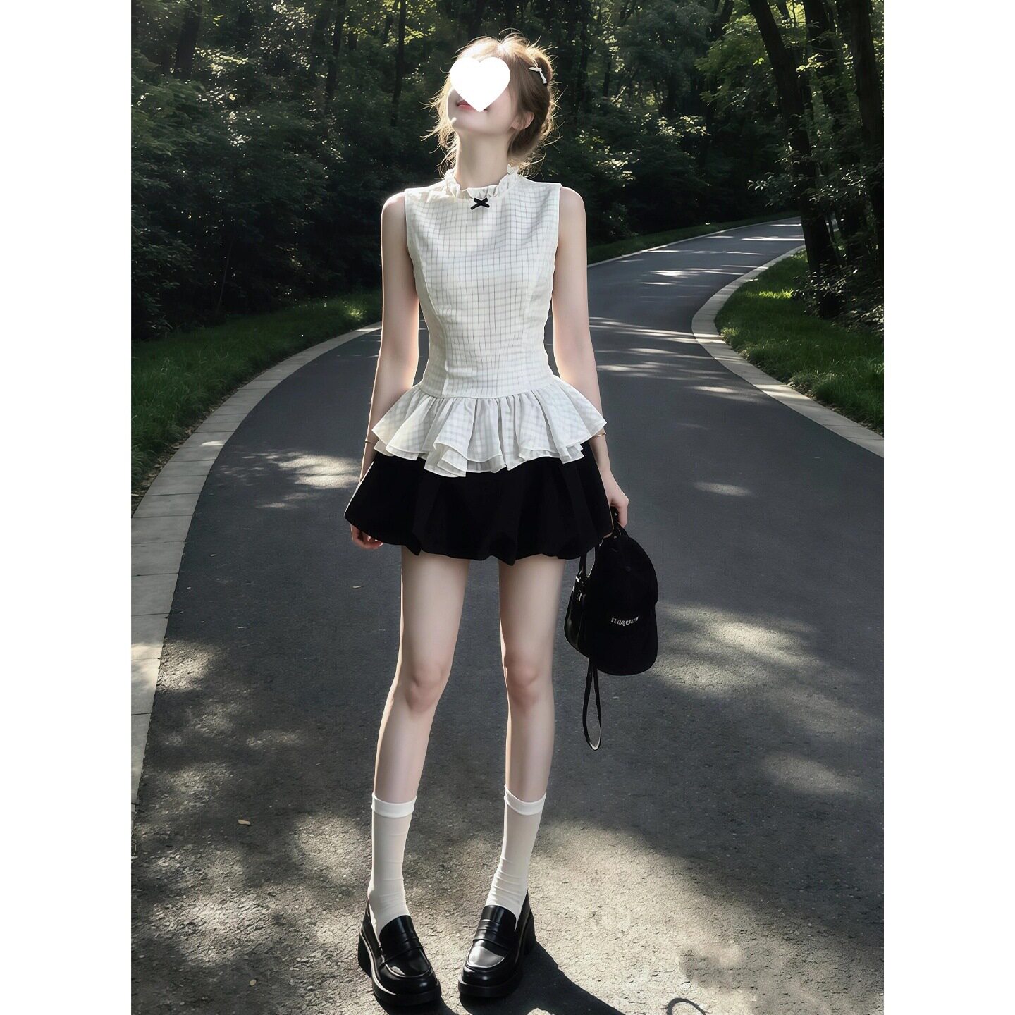 法式千金风白色无袖连衣裙子女2026新款夏季巨好看气质花苞裙套装