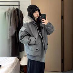 2024冬季新短款小个子加厚美式飞行夹克羽绒服女
