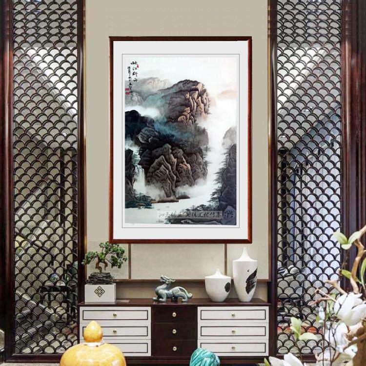 湖南湘绣手工刺绣工艺品峡江行舟山水画现代风景出国送客户礼品