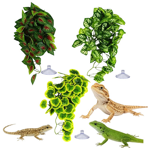 爬宠仿真造景植物爬虫睫角乌龟蜥蜴角蛙饲养箱绿植雨林缸树叶装饰